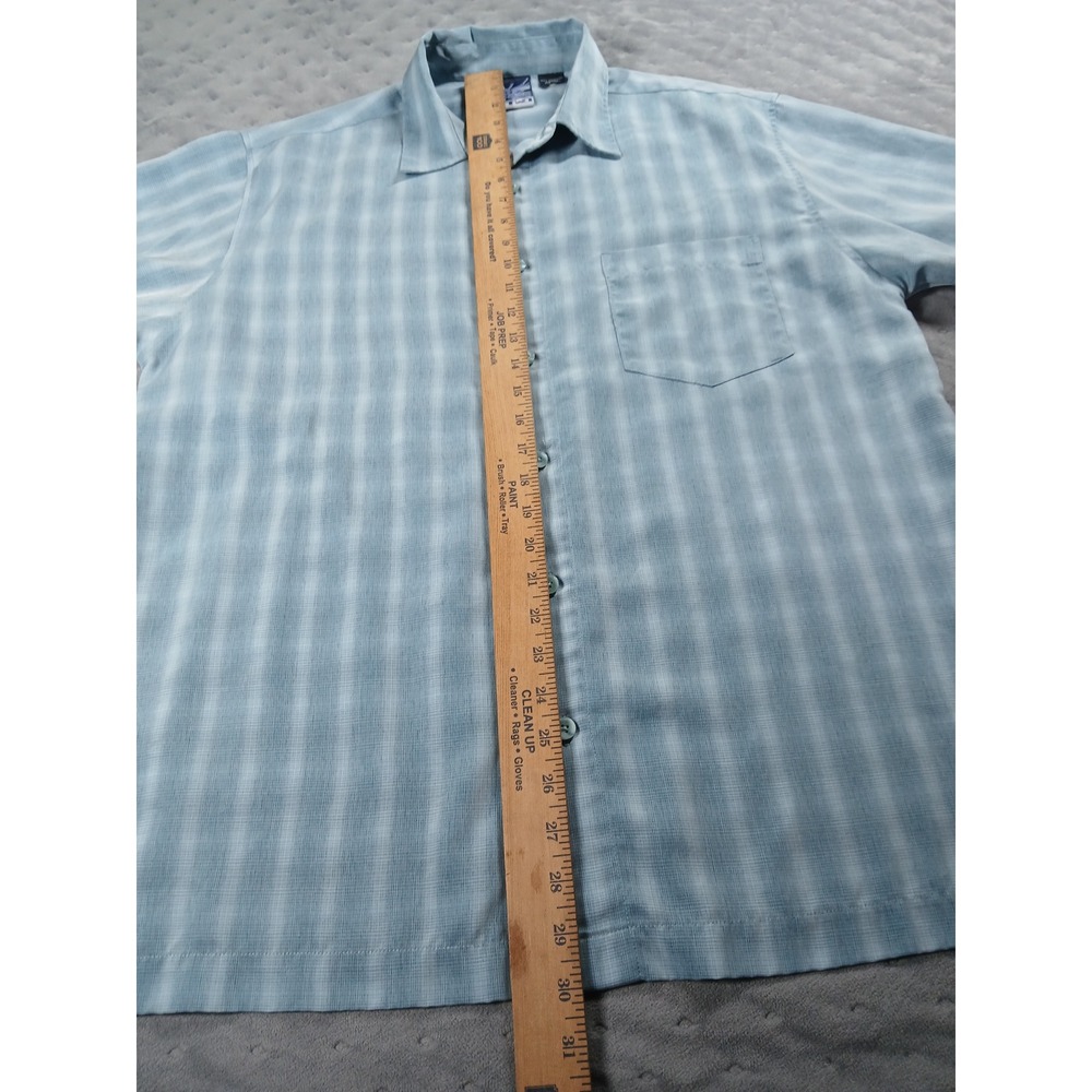 E-Two Mens Light Blue Plaid Short Sleeve Button Down Shirt Large Casual Textured - Picture 4 of 5